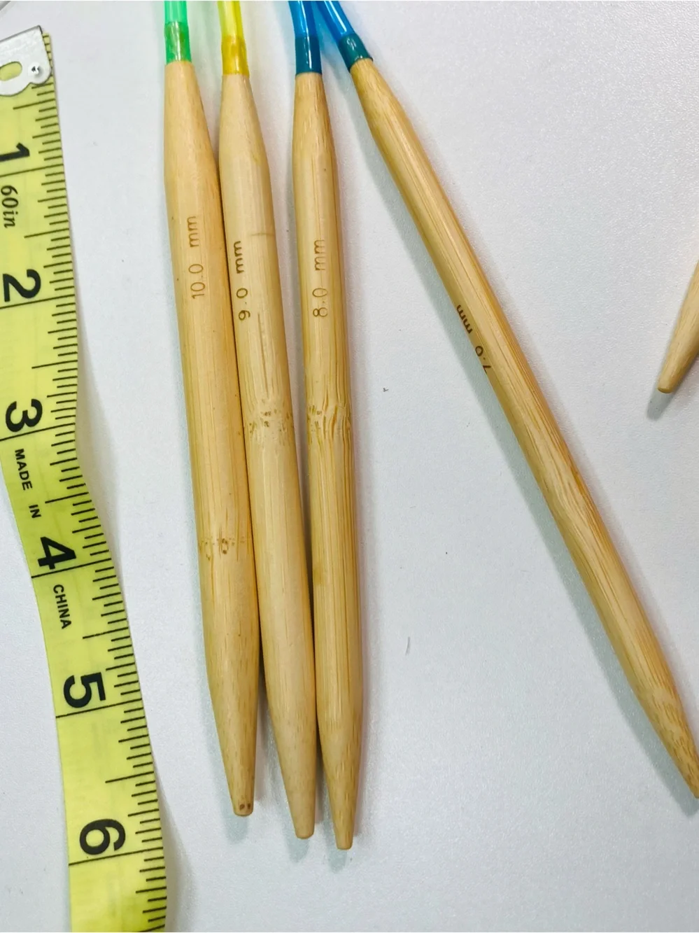 NEW 4 Circular Knitting Needles Multicolor Cables Wood Tips 7.0 8.0 9.0 10.0